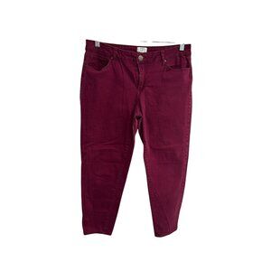 Crown & Ivy Petite Burgundy Mid Rise Skinny Jeans Sz 12P Five Pockets Casual